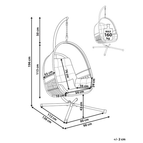 Fauteuil Suspendu Avec Support Alviano Tissu Gris Foncé