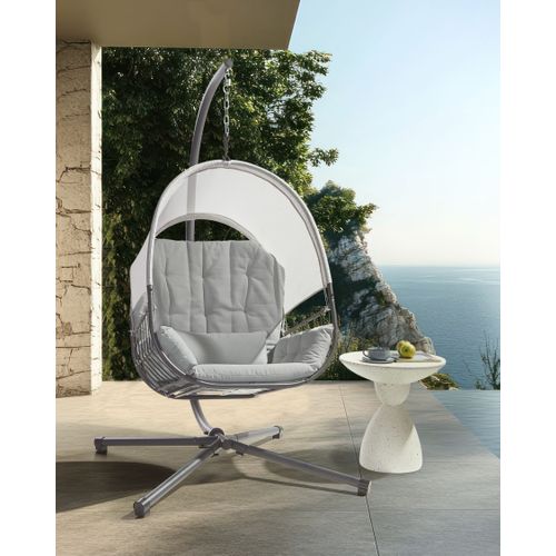 Fauteuil Suspendu Avec Support Alviano Tissu Gris Clair