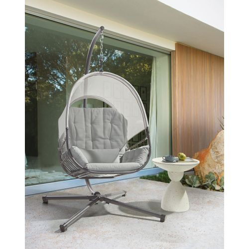 Fauteuil Suspendu Avec Support Alviano Tissu Gris Clair