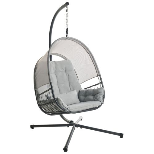 Fauteuil Suspendu Avec Support Alviano Tissu Gris Clair