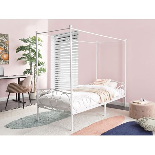 Lit à Baldaquin Métal Sormery 90 X 200 Cm Blanc
