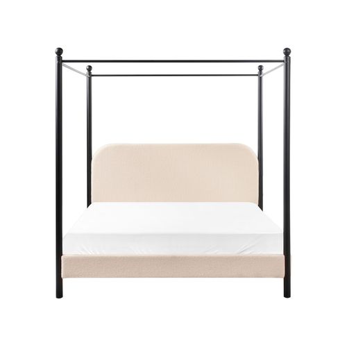 Lit à Baldaquin Bouclé Dannemois 160 X 200 Cm Beige
