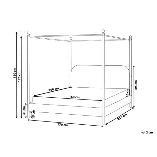 Lit à Baldaquin Bouclé Dannemois 160 X 200 Cm Beige