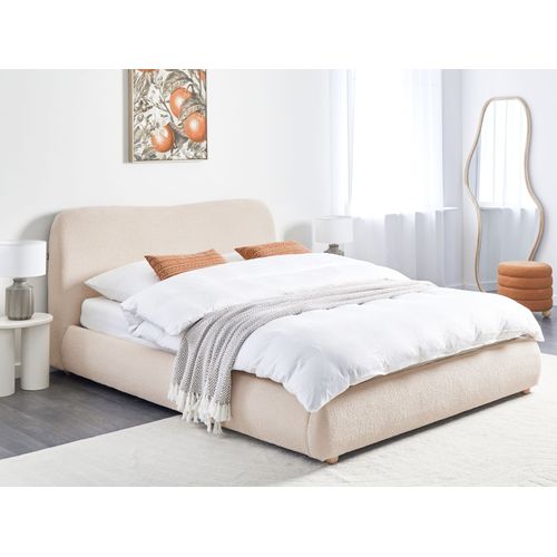 Lit Ottoman Bouclé Blagnac 160 X 200 Cm Beige Clair