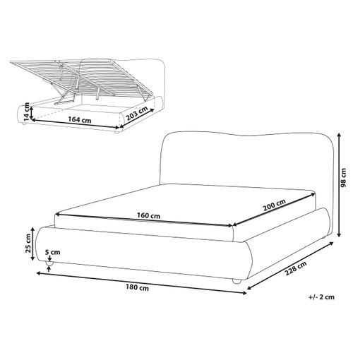 Lit Ottoman Bouclé Blagnac 160 X 200 Cm Beige Clair