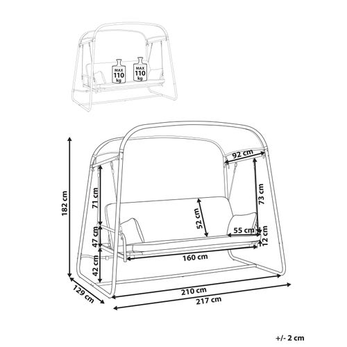 Balancelle De Jardin Marsciano Métal Gris Clair