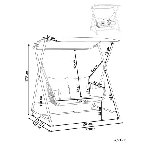 Balancelle De Jardin Fiastra Métal Gris Foncé
