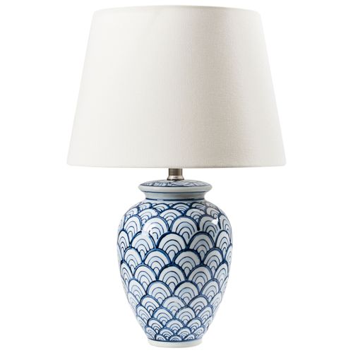 Lampe à Poser Jauca Porcelaine Blanc/bleu