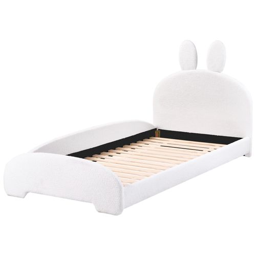 Lit D'enfant Lapin Bouclé Perros 90 X 200 Cm Blanc Cassé