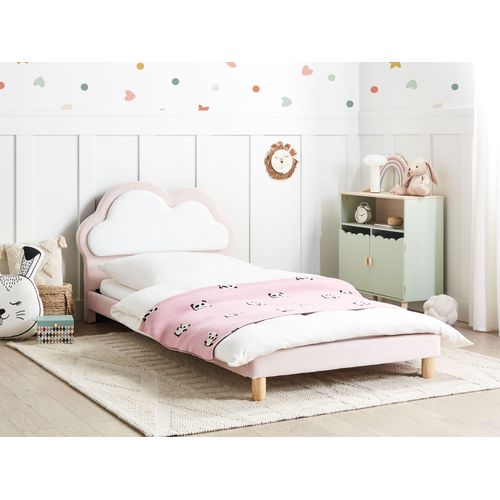 Lit D'enfant Nuage Velours Mazou 90 X 200 Cm Rose