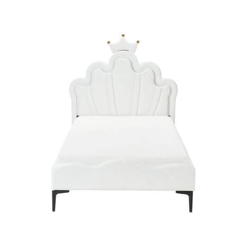 Lit D'enfant Couronne Velours Rubian 90 X 200 Cm Avec Des Lumières LEDs Blanc