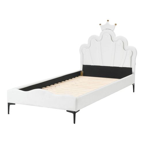 Lit D'enfant Couronne Velours Rubian 90 X 200 Cm Avec Des Lumières LEDs Blanc