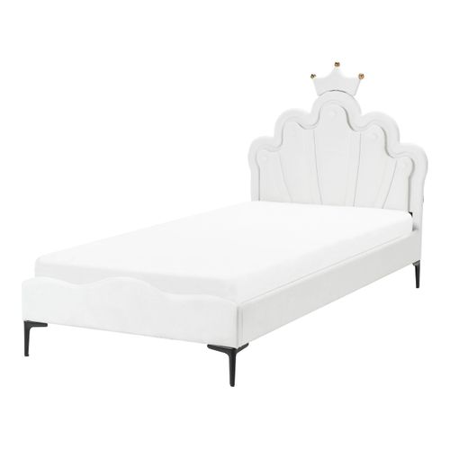 Lit D'enfant Couronne Velours Rubian 90 X 200 Cm Avec Des Lumières LEDs Blanc