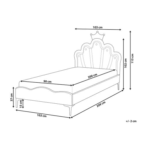 Lit D'enfant Couronne Velours Rubian 90 X 200 Cm Avec Des Lumières LEDs Rose