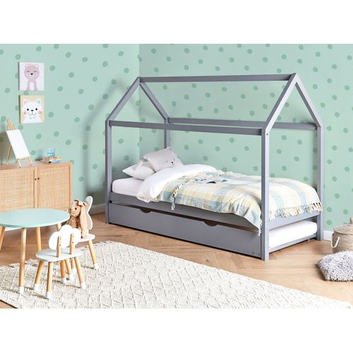 Lit Gigogne Enfant Bois De Pin Crillon 90 X 200 Cm Gris