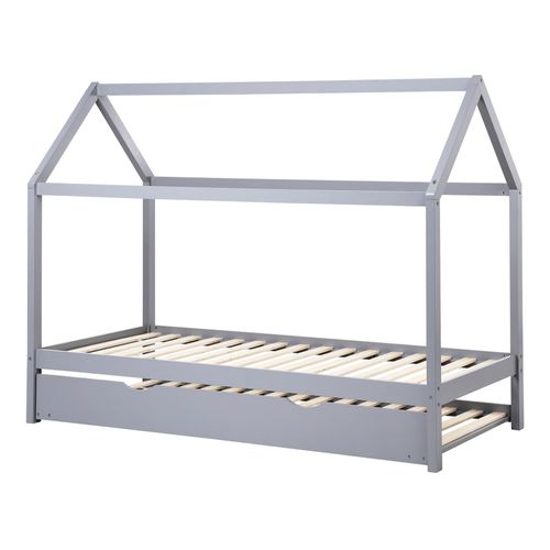 Lit Gigogne Enfant Bois De Pin Crillon 90 X 200 Cm Gris