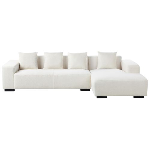 Canapé D'angle 4 Places Lungo Bouclé Blanc Côté Gauche