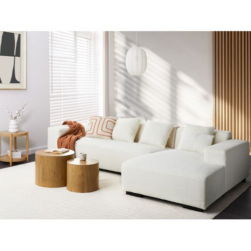 Canapé D'angle 4 Places Lungo Bouclé Blanc Côté Gauche