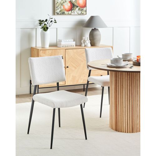 Lot De 2 Chaises De Salle à Manger Sturgis Velours Côtelé Blanc Cassé