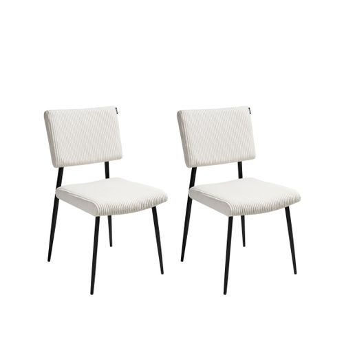 Lot De 2 Chaises De Salle à Manger Sturgis Velours Côtelé Blanc Cassé
