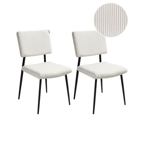 Lot De 2 Chaises De Salle à Manger Sturgis Velours Côtelé Blanc Cassé