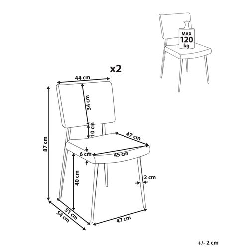 Lot De 2 Chaises De Salle à Manger Sturgis Velours Côtelé Blanc Cassé