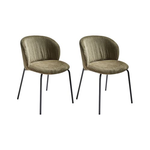 Lot De 2 Chaises De Salle à Manger Miles Velours Côtelé Vert Olive
