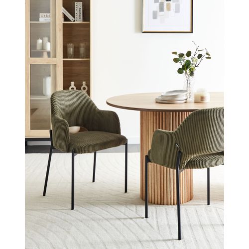 Lot De 2 Chaises De Salle à Manger Raton Velours Côtelé Vert Olive