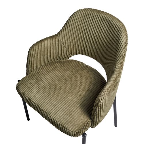 Lot De 2 Chaises De Salle à Manger Raton Velours Côtelé Vert Olive