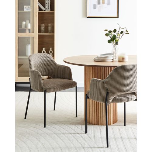 Lot De 2 Chaises De Salle à Manger Raton Velours Côtelé Taupe