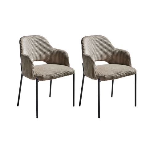 Lot De 2 Chaises De Salle à Manger Raton Velours Côtelé Taupe