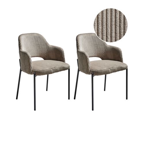 Lot De 2 Chaises De Salle à Manger Raton Velours Côtelé Taupe