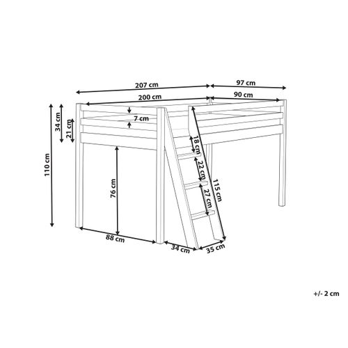 Lit à Mit-hauteur Bois De Pin Ascoux 90 X 200 Cm Rose