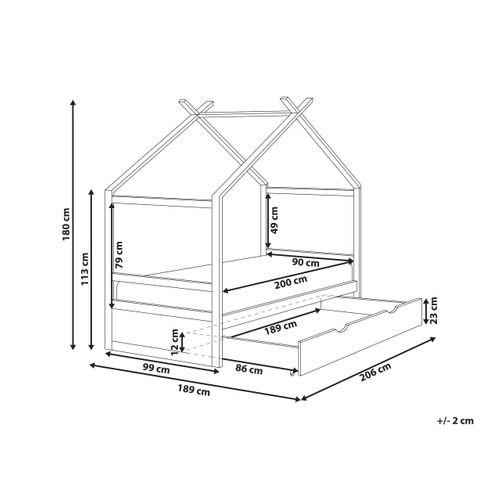 Lit D'enfant Maison Bois De Pin Orgeval  90 X 200 Cm Avec Rangement Marron Clair