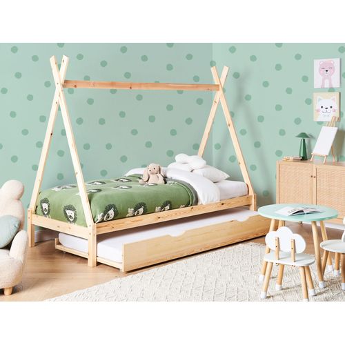 Lit Gigogne Enfant Bois De Pin Talmontiers 90 X 200 Cm Marron Clair