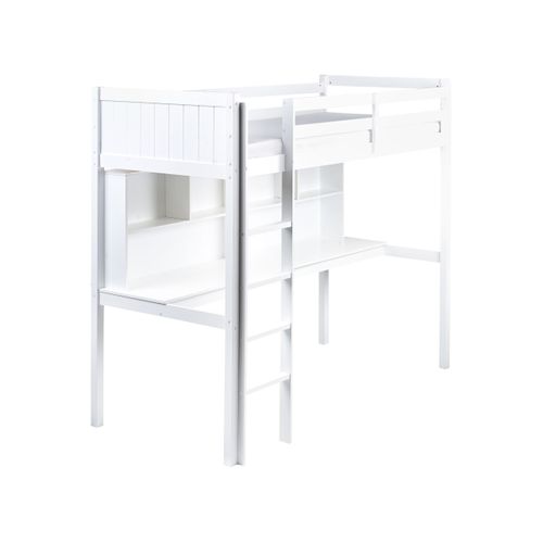 Lit Superposé Avec Bureau Bois De Pin Foucamont 90 X 200 Cm Blanc