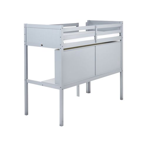 Lit Superposé Avec Bureau Bois De Pin Foucamont 90 X 200 Cm Gris