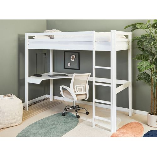 Lit Superposé Avec Bureau Bois De Pin Loury 90 X 200 Cm Blanc