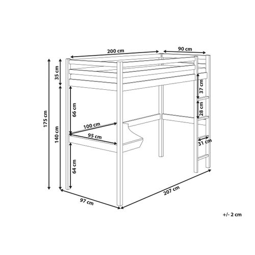 Lit Superposé Avec Bureau Bois De Pin Loury 90 X 200 Cm Marron Clair