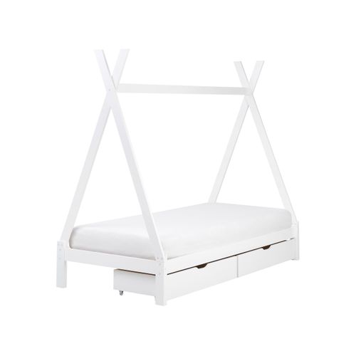 Lit à Tiroirs Pour Enfants Tipi Bois De Pin Devay 90 X 200 Cm Blanc