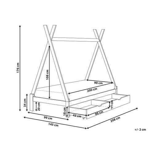 Lit à Tiroirs Pour Enfants Tipi Bois De Pin Devay 90 X 200 Cm Blanc