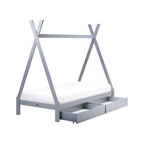 Lit à Tiroirs Pour Enfants Tipi Bois De Pin Devay 90 X 200 Cm Gris