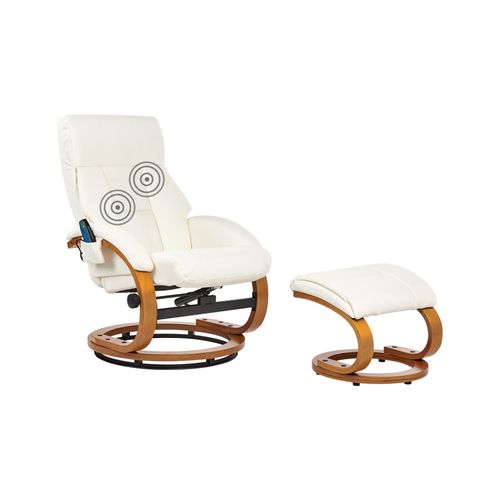 Fauteuil Massant Force Cuir Pu Blanc
