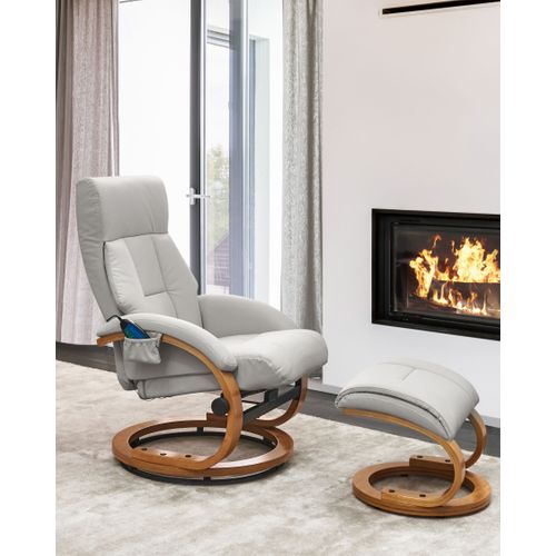 Fauteuil Massant Force Cuir Pu Gris Clair