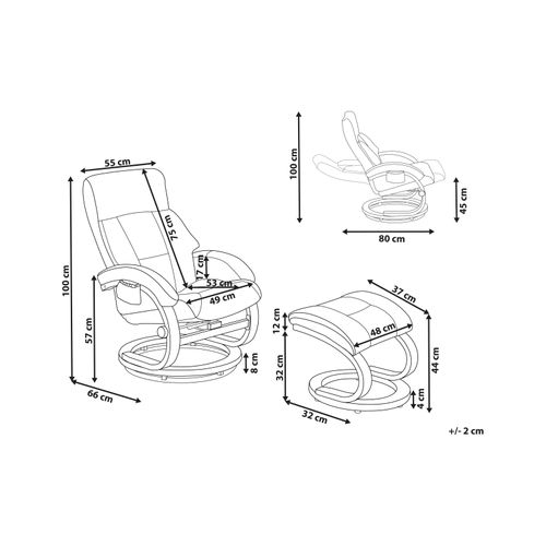 Fauteuil Massant Force Cuir Pu Gris Clair