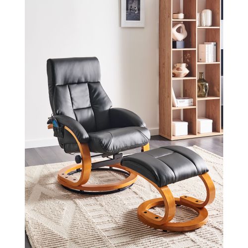 Fauteuil Massant Force Cuir Pu Noir