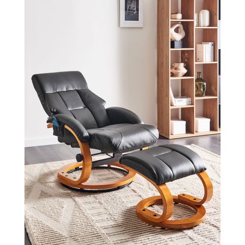 Fauteuil Massant Force Cuir Pu Noir