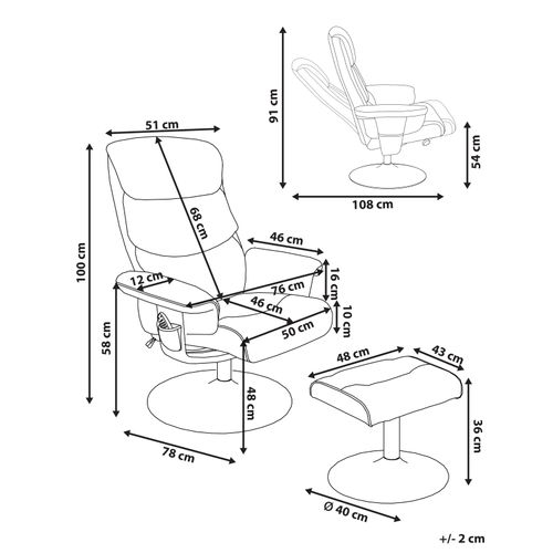 Fauteuil Massant Legend Cuir Pu Beige Clair