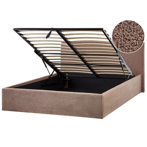 Lit Ottoman Bouclé Orbey 140 X 200 Cm Marron