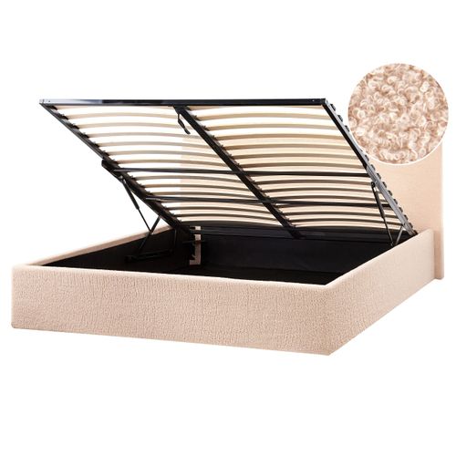 Lit Ottoman Bouclé Orbey 160 X 200 Cm Beige